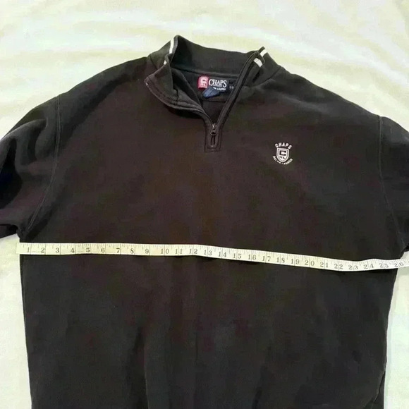 Chaps Ralph Lauren Quarter Zip Sweatshirt Black Large Vintage Y2K Preppy Classic - Picture 11 of 13